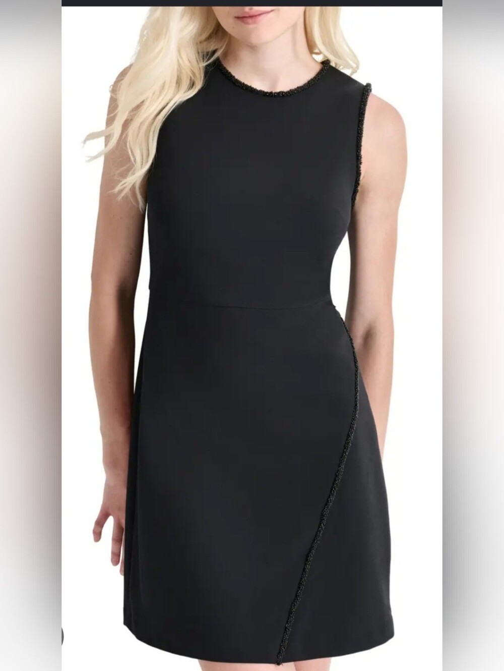 NWT DKNY Black Sleeveless Mini Sheath with Trim Detail